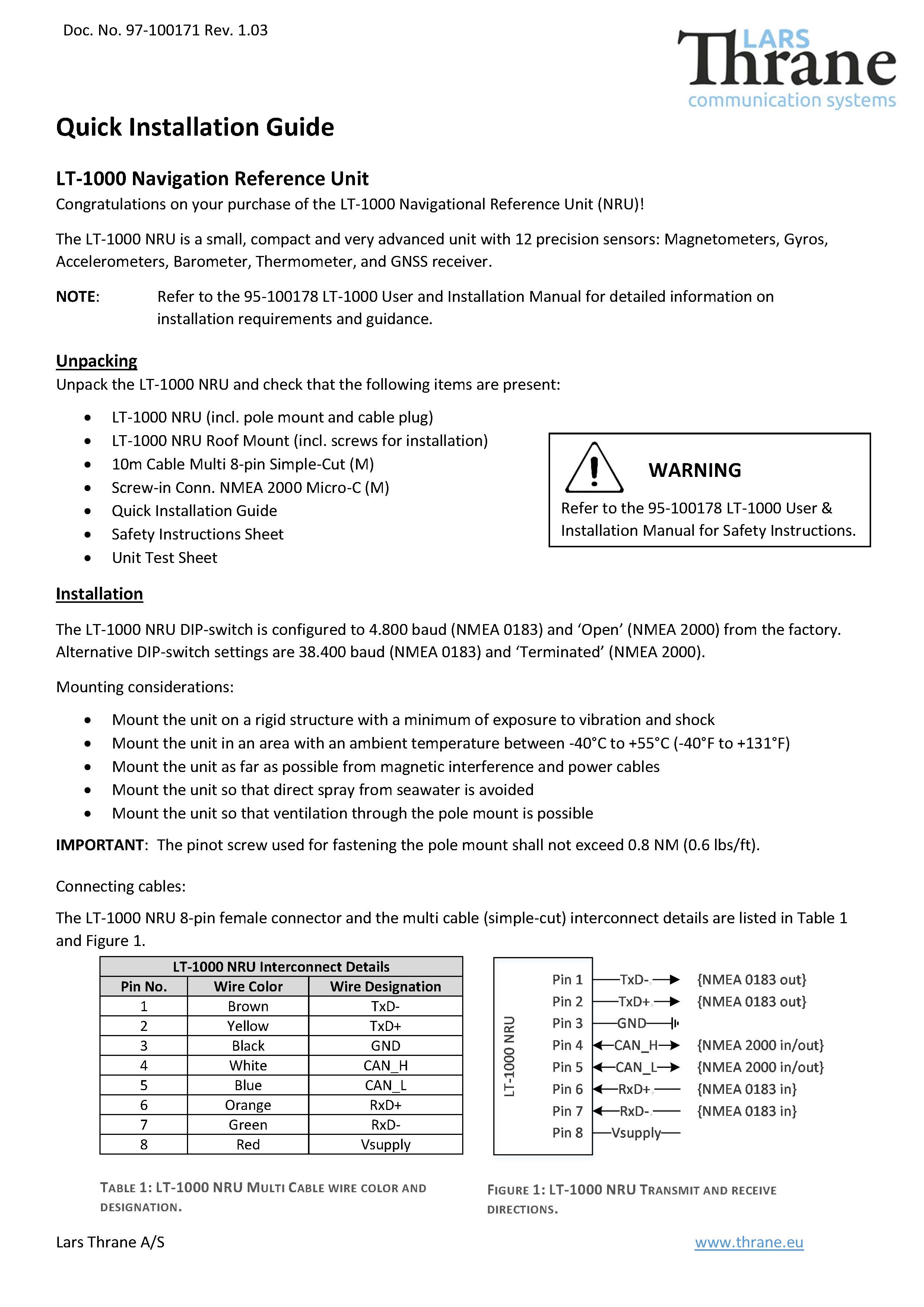 lt 1000 quick installation guide rev 1.03 Page 1